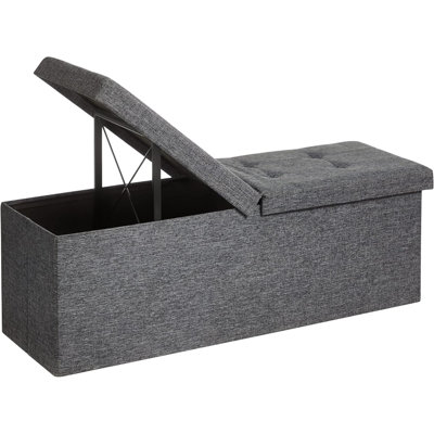 Repose-pieds de rangement MAZIE, banc de rangement pliable avec couvercle rabattable, pour entrée, salon, chambre à coucher