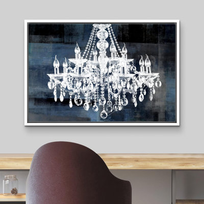 Glam Crystal Chandelier Silhouette On Abstract Background Artwork Canvas Pictures Print Wall Art