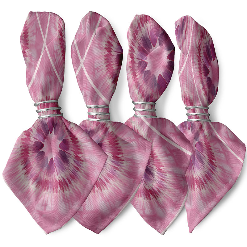 Alissiya Polyester Abstract Square Napkin, Pink