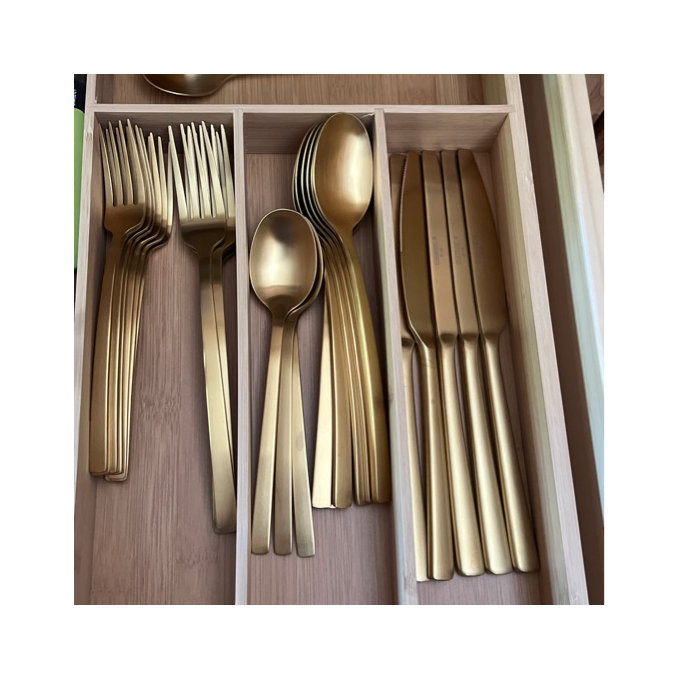 Beacon Satin 45-Piece Flatware Set - Gold