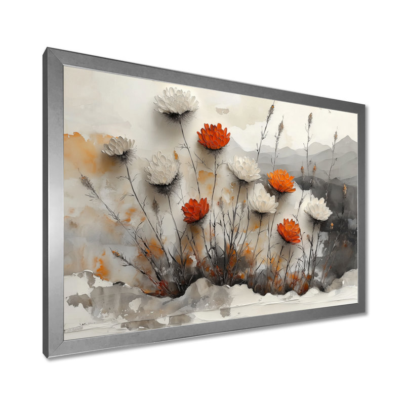 The Winter Wild Thistle Bloom I - Thistle, art mural pour le salon, H 12 po x l 20 po, Floater Framed, Argent argent