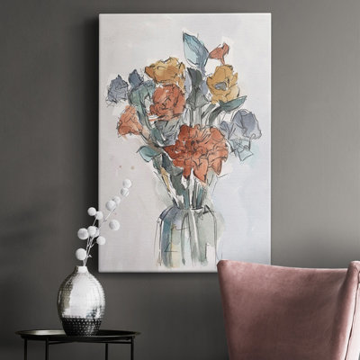 Aquarelle arrangement floral I - impression sur toile tendue