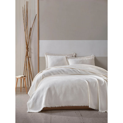 100% Cotton Double Pique Set, Cream Color, 94.5 x 102.4 | Includes 2 Pillowcases (19.7 x 27.6) | Soft, Durable, 165 Thread Count | Machine Washable at 86°F | Perfect for Comfortable Bedding and Stylish Decor
