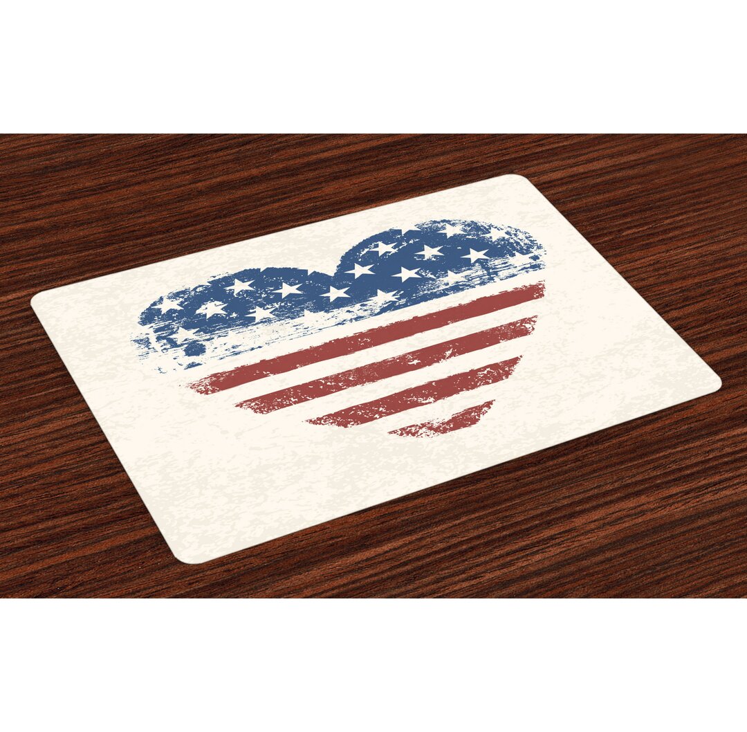 Platzmatten, Patriotic Flag USA, Americana, Blau Vermilion Creme