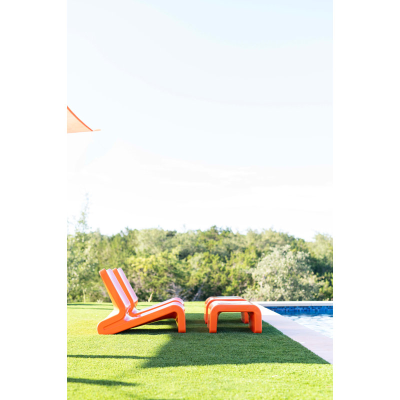 Line Outdoor Ottoman, Vintage Orange