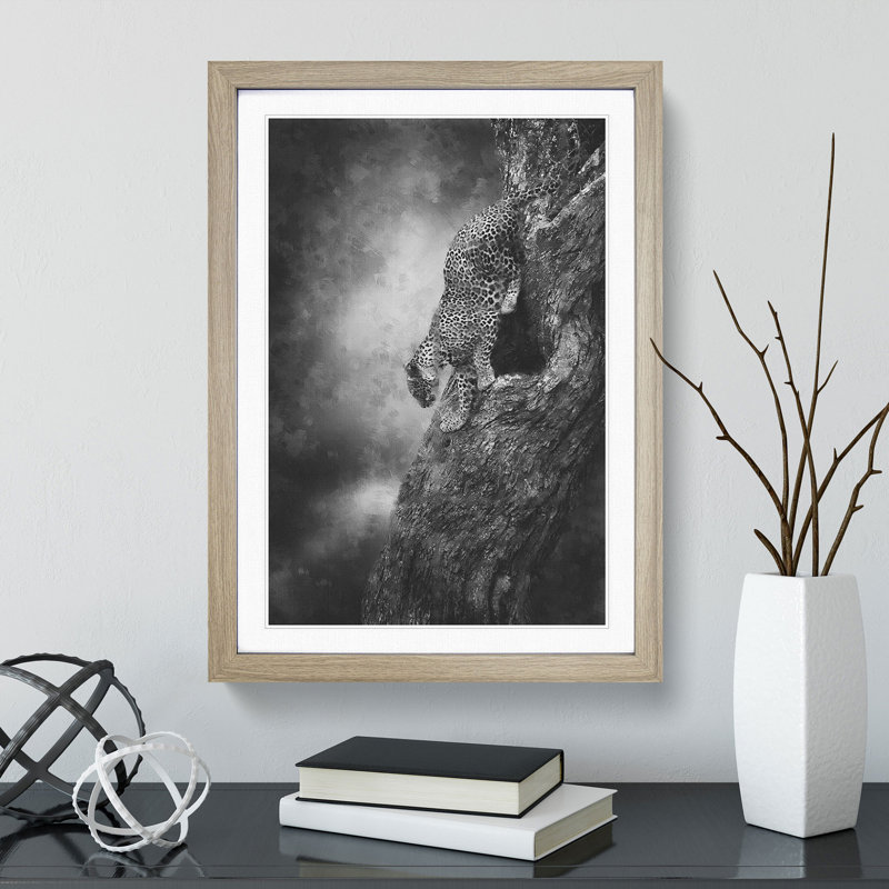 Leopard Vol.5 - Picture Frame Painting, 36cm H x 27cm W x 2cm D, Oak Framed