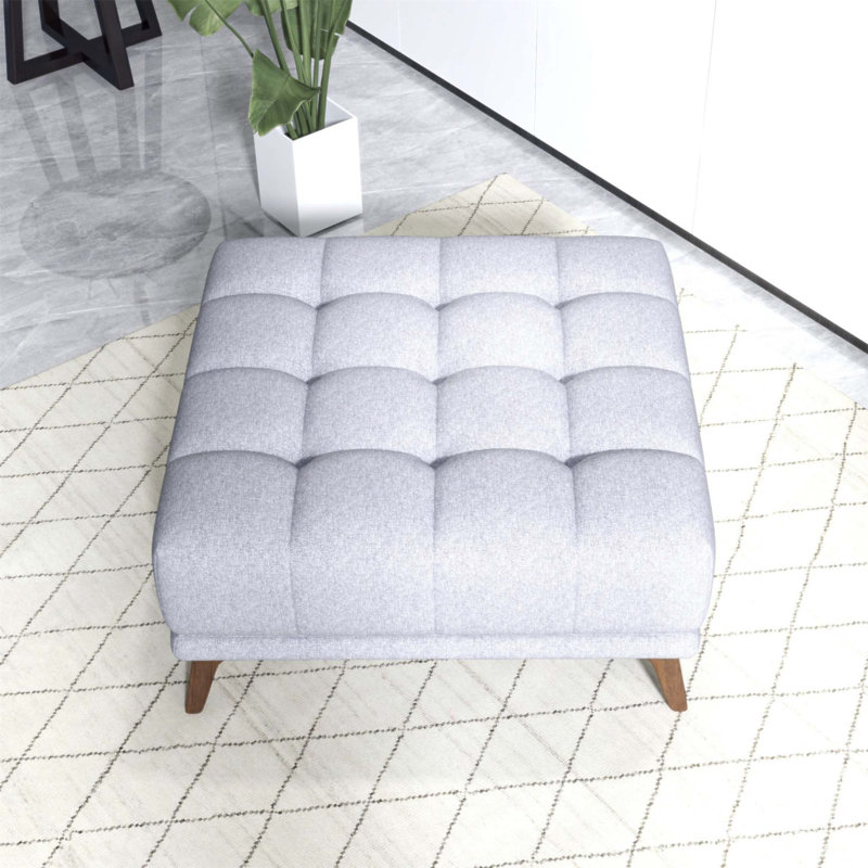 Repose-pieds carré en lin gris clair Addison, confortable et polyvalent avec un design classique pour la vie moderne