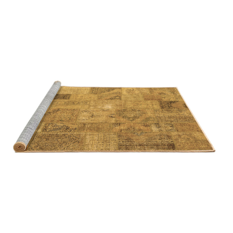 Tapis contemporains brun lavable à la machine 2625, Rond 5 pi