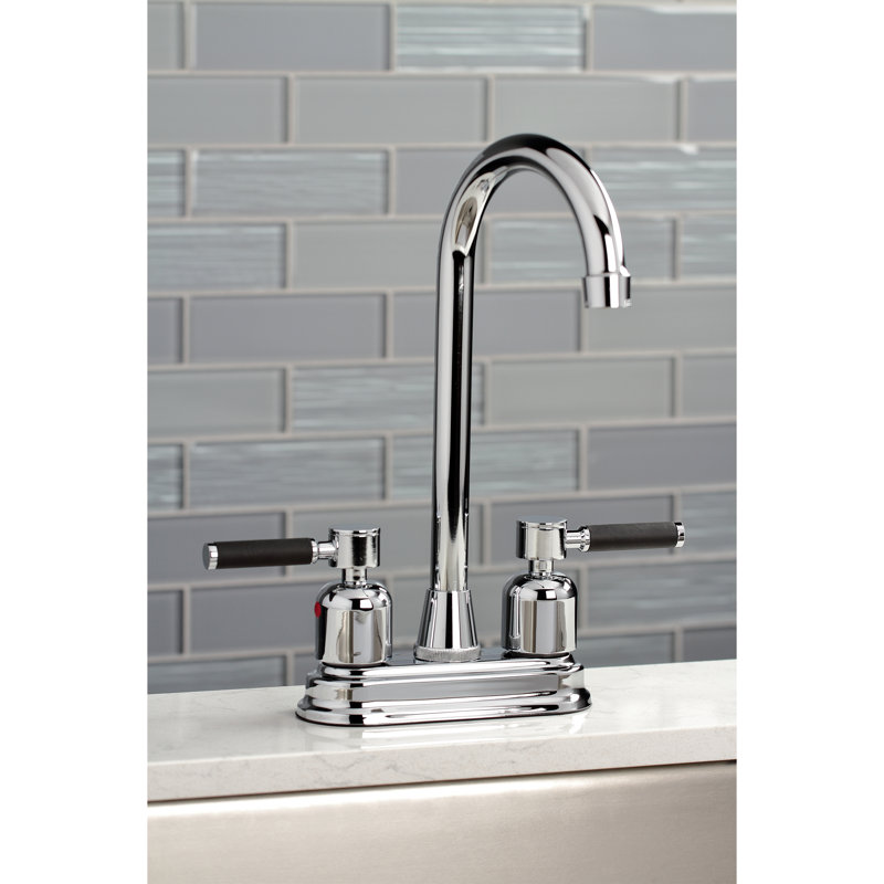Kingston Brass Kaiser Two-Handle 2-Hole Deck Mount Bar Faucet, Polished Chrome