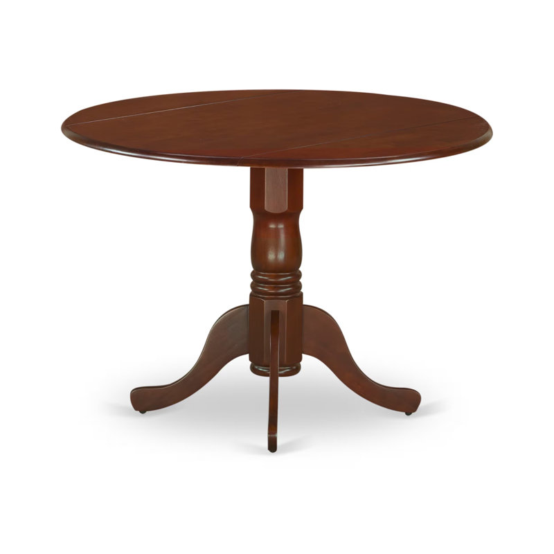3 Piece Kitchen Table & Chairs Set Contains a Round Dining Room Table with Dropleaf and 2 Dining Chairs, 42x42 Inch, Mahogany