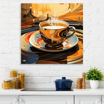 «Yellow Steaming Coffee Brew» - art mural café