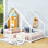 Lit en bois en forme de maison en bois avec clôture