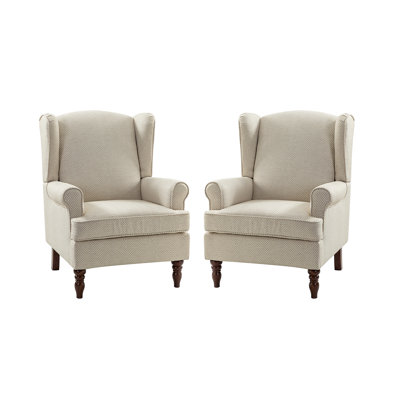 Anayat Traditional 29'' Wide Wing Back Armchair with Solid Wood Legs