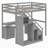 Loft Bed With Two Chest Of Drawers, Desk And Light Strip-1726641232-1726641239