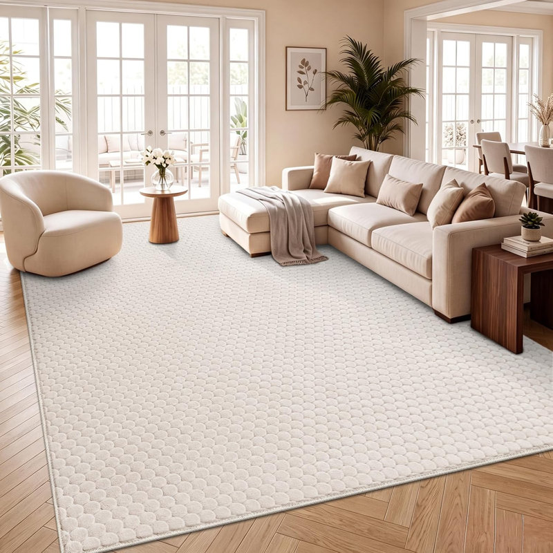 Tapis beige lavable à bulles 3D