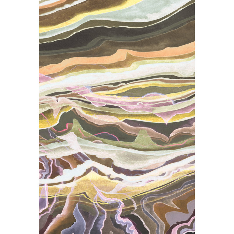Warm Minerals I - Painting on Canvas, 76 cm H x 51 cm W, Black Floater Framed