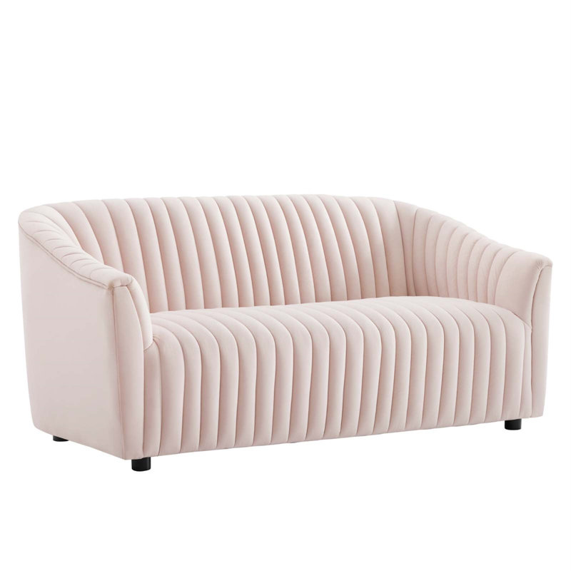 Announce Performance Velvet Channel Tufted Loveseat, Pink