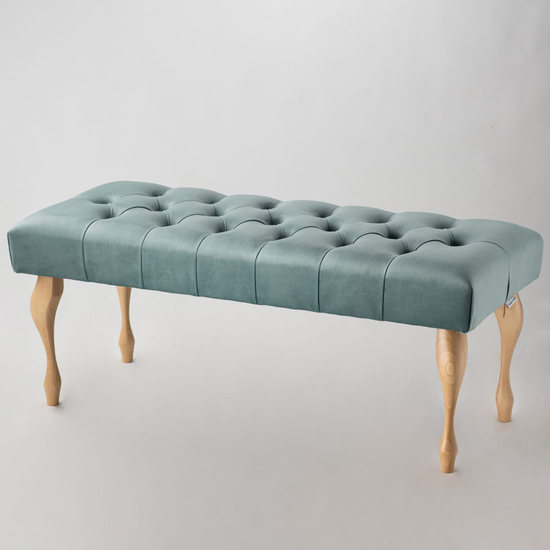 Upholstered Bench, H40 x W120 x D35cm, Mint, Natural