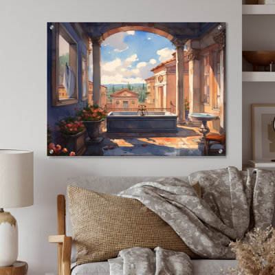 Soaking In The Tub With A View Of Roman City - Bathroom Floral Acrylic Wall Art For Living Room -  Ophelia & Co., D7C2C81FCF7D43D89643F2049C22EC3A