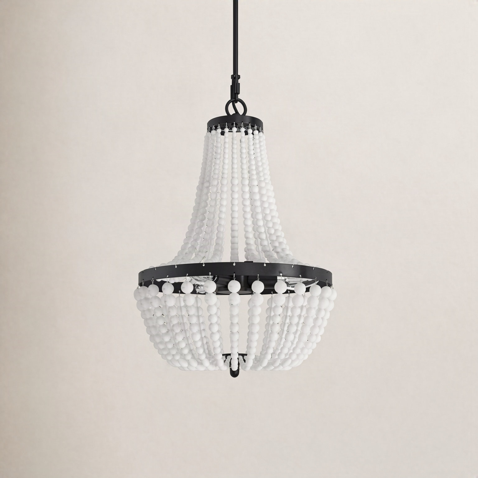 Conway Wrought Iron 3-Light Chandelier, Matte Black
