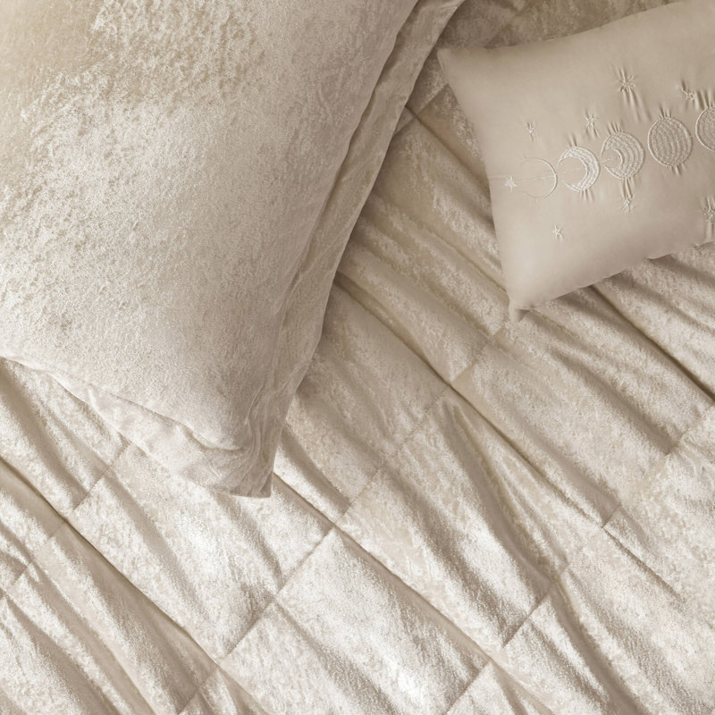 Ensemble de literie en velours luxueux, housse de couette simple / simple TG champagne avec coussin