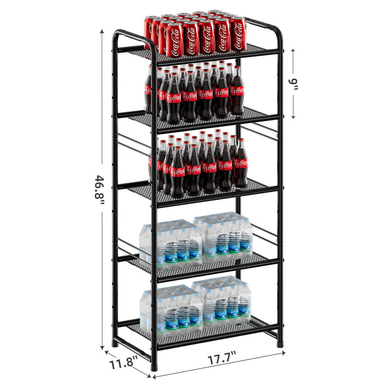 17.7'' W Iron Height -Adjustable Storage Rack, Black