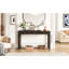 Console rustique colorée, coins arrondis, 3 tiroirs de rangement pratiques, structure robuste, style rétro pour entrée, couloir ou salon, plateau supportant 68 kg, grand tiroir de 63,5 cm, petit tiroir de 51 cm.