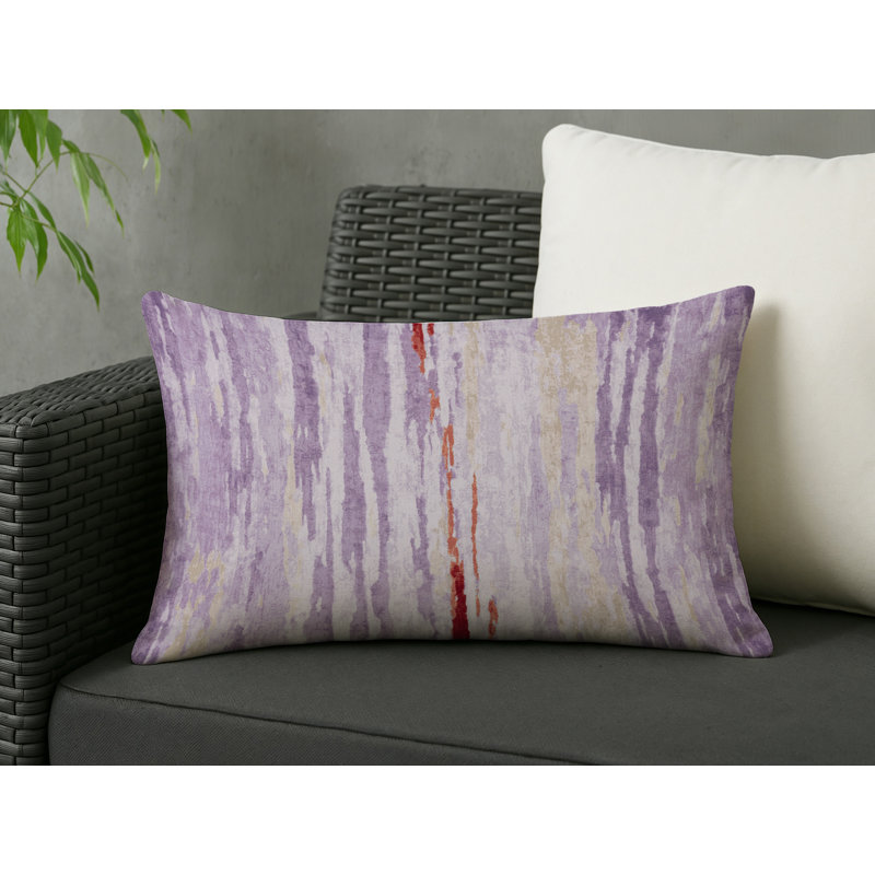 Coussin décoratif intérieur / extérieur gris Modern Modern, Rose / jaune / rouge abstrait, Rectangle H 20 po x l 14 po