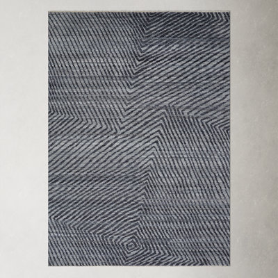 Ethos Gray Hand-Knotted Striped Wool Rug