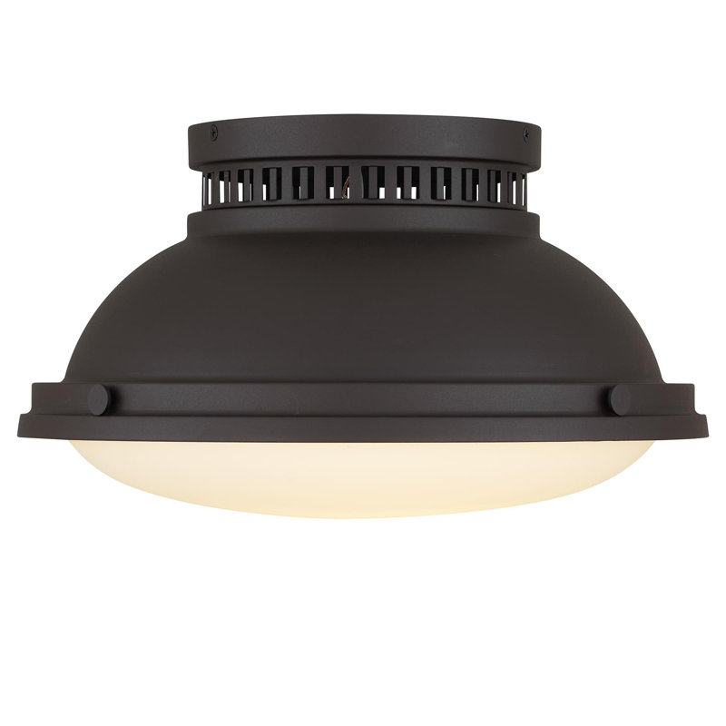 2-Light 14-in Dark Bronze Flush Mount, 8" H x 14" W x 14" D, Antique Bronze, 2 Lights
