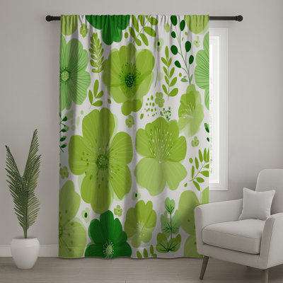 Floral Window Curtains, Nature Sheer & Blockout Curtains - 1 Panel