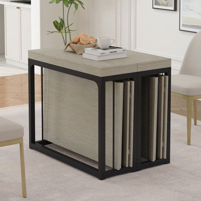 Table de salle à manger extensible moderne de 23,62 po à 118 po, pouvant accueillir 2 à 10 personnes, table de salle à manger en bois peu encombrante pour la cuisine / salle à manger / salon, parfaite pour les réunions de famille / fêtes (blanc antique)