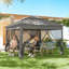 Pavillon de jardin escamotable à 2 niveaux avec filet et filet-123554186