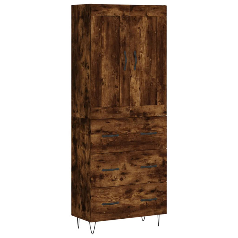 Longlier 69.5cm Wide 3 Drawer Highboard, Smoked Oak