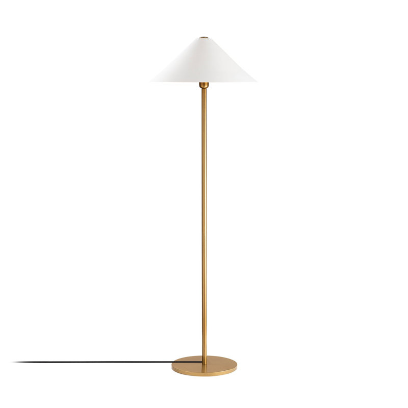 Modern Floor Lamp with Metal Body, Gold Finish, 18.1 x 18.1 x 59.1 Inches | E27 Socket, Max 40W | Base Plate 12.2 x 12.2 x 0.8 Inches | 6.6 ft Cable | Elegant Lighting for Home, Hotel, & Scandinavian Decor