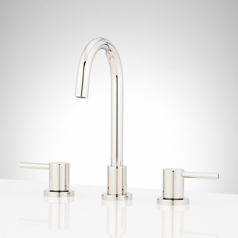 Lexia 1.2 GPM Widespread Gooseneck Bathroom Faucet, Polished Nickel