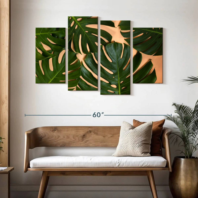 Décor de feuilles Harnek Monstera, H 32 po x l 52 po