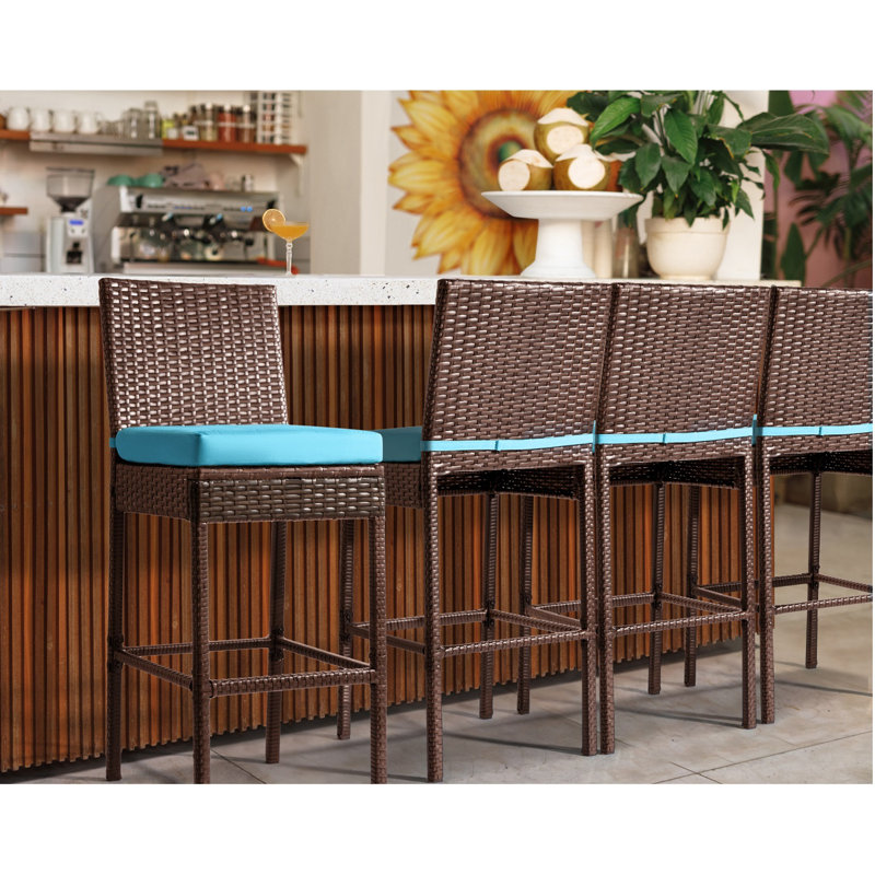 Tabouret de bar 30 po avec coussin, Bleu