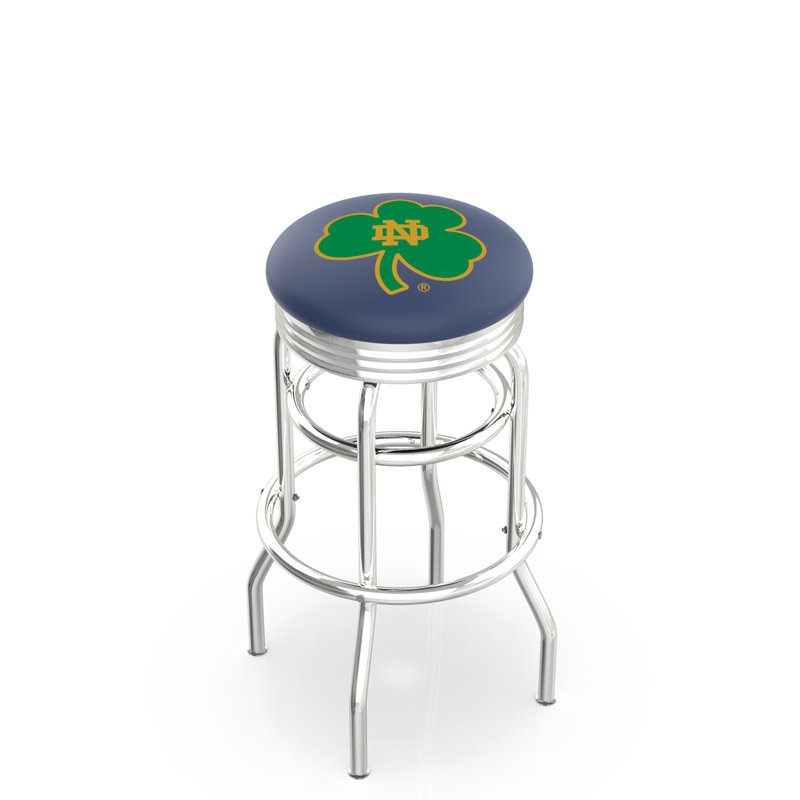 Tabouret de bar Logo Series, Tabouret de comptoir (siège d'une hauteur de 25 p, Double anneau chromé, Notre Dame (trèfle)