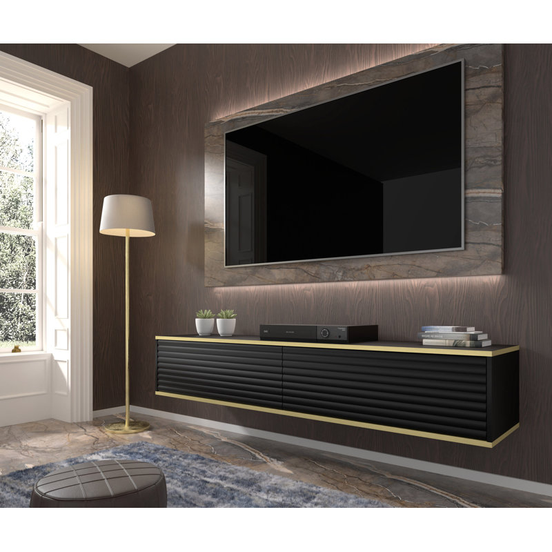 Avanley Unfinished TV Stand for TVs up to 78", Black