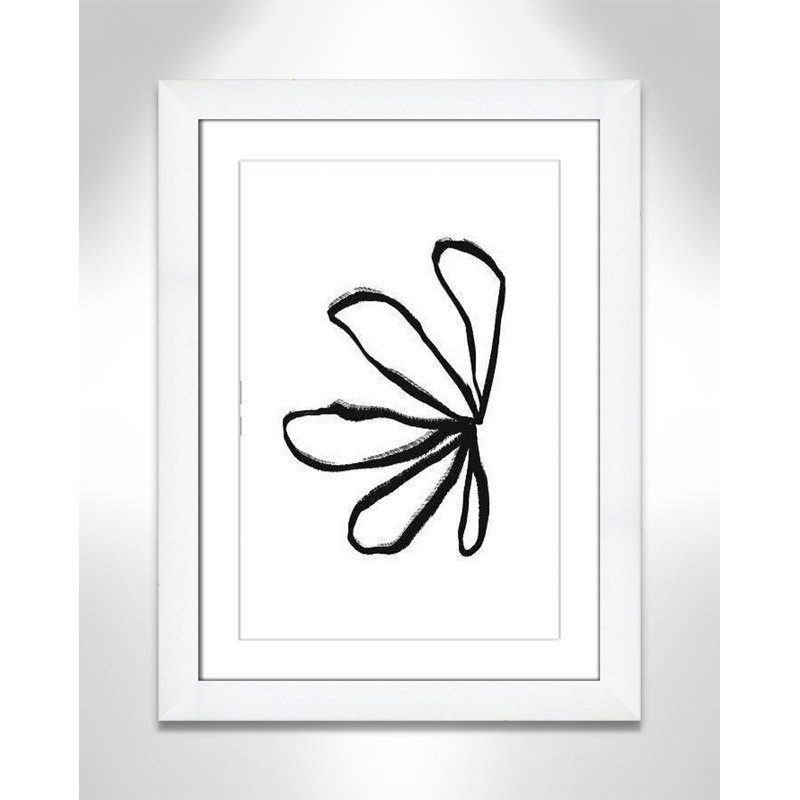 «Line Dessin Collection Petals» encadré sur papier par Leah Straatsma, reproduction, Cadre cubique blanc mat