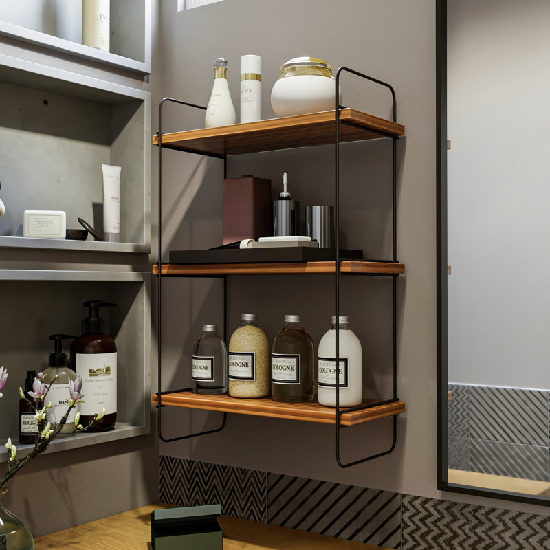 Modern Wall Shelf, 15.7 x 26.0 x 7.9 inches | 100% Melamine Coated Particle Board, 0.7 inches Thick | Sturdy Metal Frame | Numerous Shelves | Wall-Mounted Design for Industrial Home Decor
