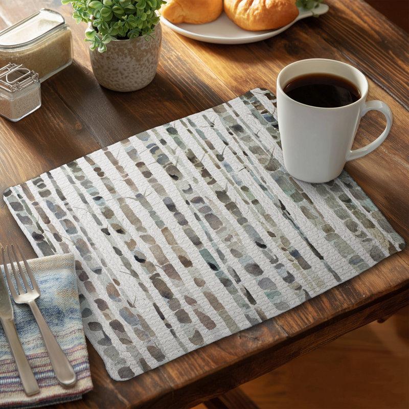 Watercolor Birch Tree Forest Blue Placemat | Home Decor