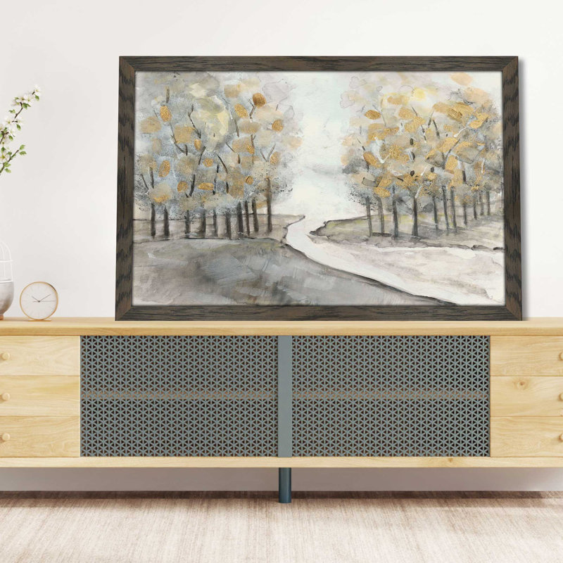 Golden Grove par Susan Jill - Peinture, L 49,5 po x H 33,5 po, Cadre noir