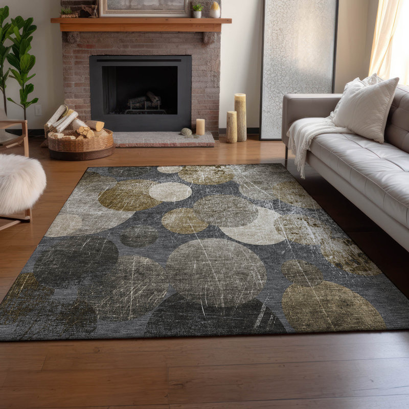 Tapis brun Cerrito AMF556 lavable à la machine de qualité supérieure, Rectangle 9 pi x 12 pi