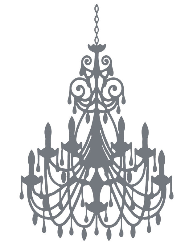 Décalcomanie murale lustre ornée, H 24 po x l 16 po x P 0,01 po, Gris orage