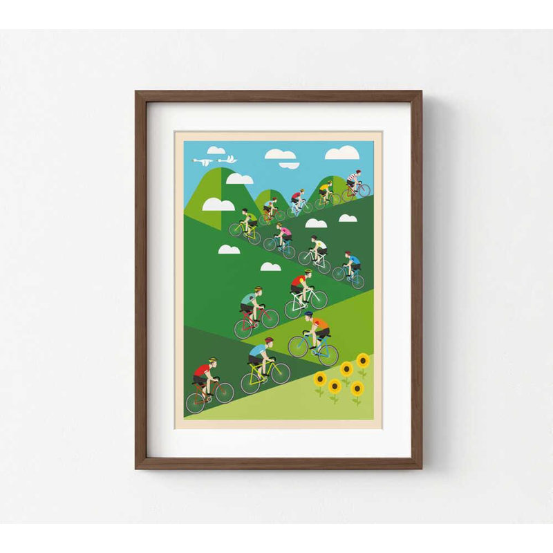 Cycling Race, art mural: impression prête à accrocher, H 36 po x l 48 po, Brun, Brun, White