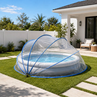 Ground-Mounted Retractable PVC Pool Cover with Metal Fixation, Outdoor Pool Accessories Suitable for 16FT/17.7FT and Smaller Pools