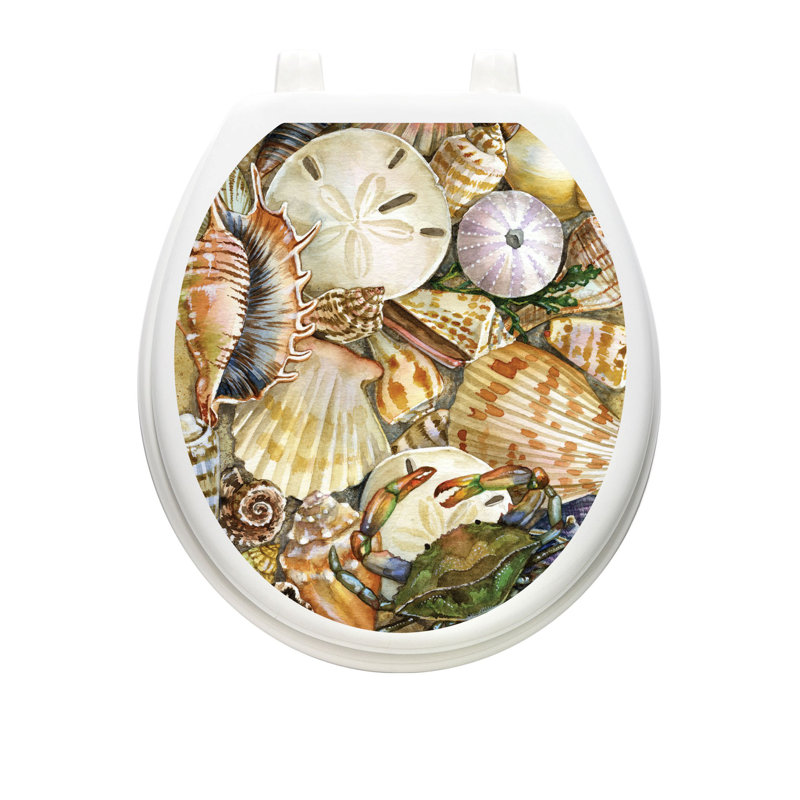 Adhésif décoratif pour siège de toilette Coastal Seashells, Rond