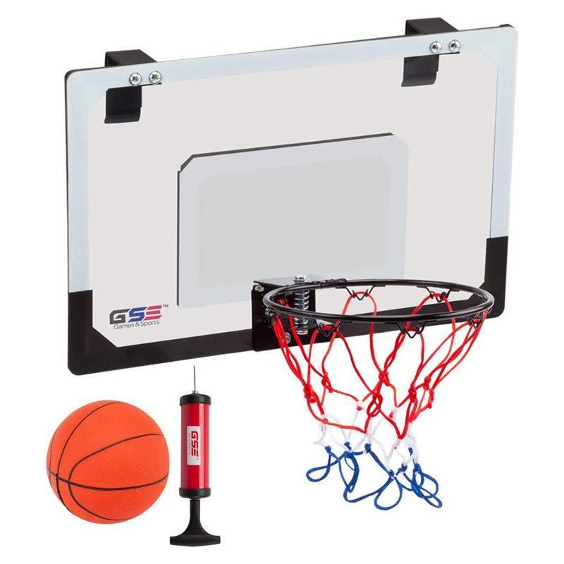 GSE 17"x12" Over-The-Door Pro Basketball Hoop with Basketball & Pump, Mini Basketball Hoop Set